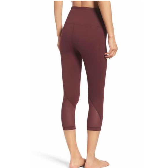 Zella Burgundy Hatha High Waist Crop 